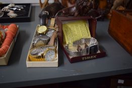 An assortment of wristwatches, including a boxed Timex, Sekonda, Seiko and Junghans, etc