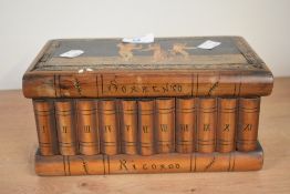 A Italian Sorrento jewellery box decorated with books and dancing figures, L23cm