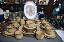 A Denby Savoy pattern part dinner service, decorated having landscape scenes, to include dinner