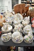 An attractive 20th century Japanese eggshell porcelain teaset, hand coloured with gilt edges,