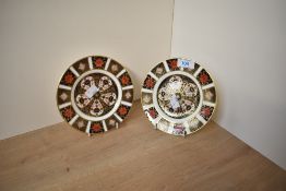 A pair of 19th century Royal Crown Derby Bone China saucers in the Old Imari pattern, makers marks