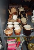 A Lord Nelson Maracanda pattern tea service, decorated having geometrical designs on a brown ground,