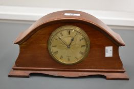 An early 20th century 8 day mahogany mantel clock, inscribed C & R Winter, Preston, w29cm