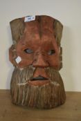 A vintage hand carved pine bust in the style of a Viking warrior, h30cm.