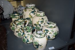 A group of Mason's Chartreuse pattern ironstone wares, comprising of four ginger jars and three