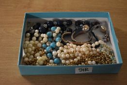 A small collection of beaded necklaces, including freshwater pearls along with two Links of London