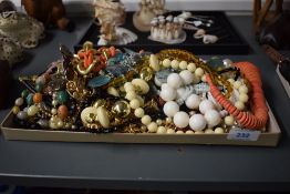 A collection of costume necklaces, including beaded examples, statement pieces and paste set