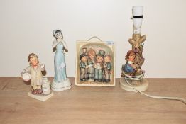 A Goebel porcelain figural table lamp number 229 sold together with 'Huldah Spring Lady' number 740,
