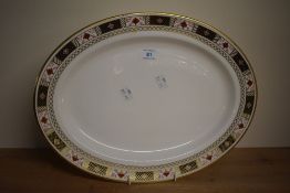 A Royal Crown Derby ashette, decorated with Imari style border on a white ground, makers mark to