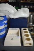 Two rare Royal Doulton medical instrument holders, makers mark to base, largest L21cm, sold together