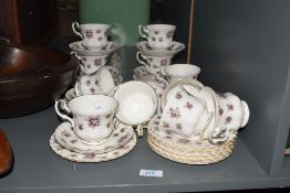 A Royal Albert fine bone china Sweet Violet pattern part tea service, ( 30 ).