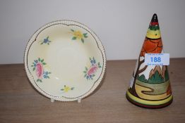 A Clarice Cliff Bizarre Centenary pattern Wedgwood sugar sifter, having abstract design and makers