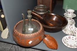 An East-Asian tea pot beautifully decorated with geometrical motifs, h27cm, sold together with