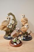 A Border Fine Arts 'Tawny Owl' number A1476 by R Willis sold together with two Country Artists Owl