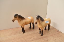 Two Beswick Pottery 'Mackionneach' Highland Ponies designed by Arthur Gredington in dun colourway