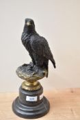 After Archibald Thorburn (Scottish 1860-1935) a reproduction bronze depicting bird of prey mounted