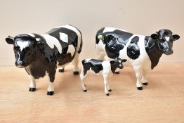 A Beswick Pottery trio to include Friesan Bull CH 'Coddington Hilt Bar' model number 1439A,