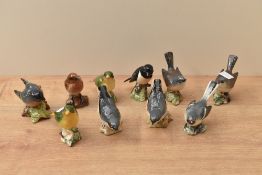 A group of ten Beswick Pottery bird studies including 'Greenfinch' number 2105, 'Stonechat' number