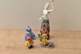 Old Tupton Ware 'Poppy' figurine sold together with Coalport 'Taking The Air' number 11/88 and two