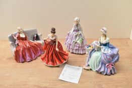 A group of four Royal Doulton bone china figurines comprising Birthstones 'Garnet' HN 5626 with