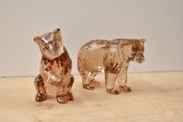 Two Swarovski SCS 2017 crystal Arcadia Bear Cub studies, complete with box.