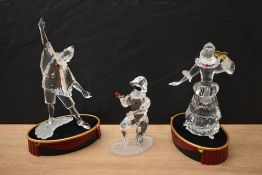 Three Swarovski Crystal SCS Collection Masquerades comprising Pierrot 1999, Columbine 2000 and