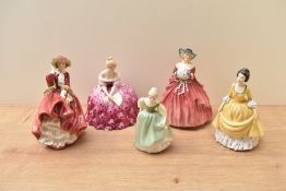 A group of five Royal Doulton figurines comprising 'Top O Hill' HN 1834, 'Fair Maiden' HN 2211,