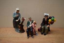 Three Royal Doulton figures comprising 'The Balloon Man' HN 1954, 'Grandpa's Story' HN 3456 and '