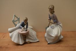 Two large Nao by Lladro porcelain figurines comprising 'Spring Reflections' number 1392 measuring