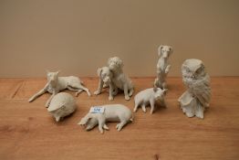 A collection of seven Kaiser West Germany hand painted porcelain animal studies comprising two