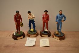 Four Art Of Sport cold-cast porcelain Formula One figures comprising limited 1995 edtion 'Aryton