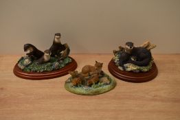 Three Border Fine Arts animal groups comprising 'Safe Haven' number MTR04 ,Young Ones 'The Baby