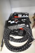 Six Fender 5.5metre instruments cables , black tweed (as new shop stock)