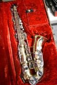 An Armstrong by Elkhart saxophone , model 3000, serial number 8910, in fitted case