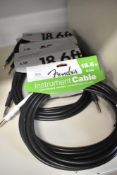 Five Fender 5.5metre instruments cables , black (as new shop stock)