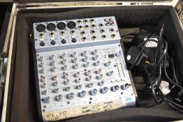 An Alesis Multimix 8 USB mixer, in aluminium unfitted case, with Ya Chang power supply, powers up