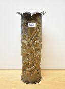 A large French World War I period MAI 10L 15 S MLE 1913 Schneider Trench Art shell case, having a