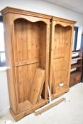 A pair of natural pine tall bookcases, dimensions approx. H199 W89 D32cm