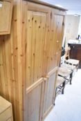 A modern pine wardrobe