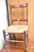 A 19th Century rush seated childs chair