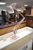 A vintage angle poise lamp, Herbert Terry , later painted