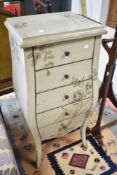 A painted Bombe style chest of five drawers