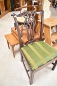 A Georgian mahogany chippendale style dining chair