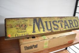 A vintage wooden Mustard sign , width approx 67cm