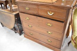 A Victorian mahogany chest of two short over three long drawers, width approx. 105cm
