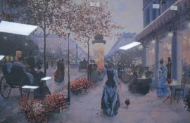 After Christa Kieffer (German 1940-2004) colour print 'Strolling on the Avenue', a continental