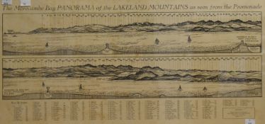 Artist unknown, monochrome print, 'The Morcambe Bay Panorama of the Lakeland Mountains as seen