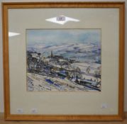 David E Swithenbank (British 1926-2018) watercolour, winter landscape, signed lower right, within