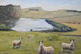 Peter Orde (British, Contemporary) acrylic on board, 'Crag Lough', shows an English landscape scene,