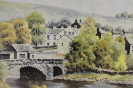 After Anita Hall (Contemporary, British), coloured prints, four landscape illustrations of the